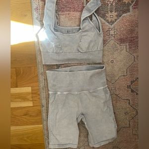 Free People Ice Grey Movement Good Karma Workout Set